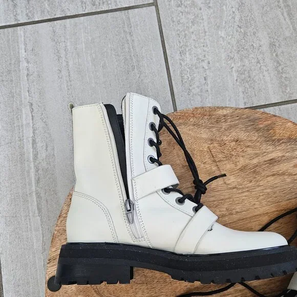 Dolce Vita (NWOB) Ronson combat boots cream and black size 6.5 women NWOT - Picture 8 of 12